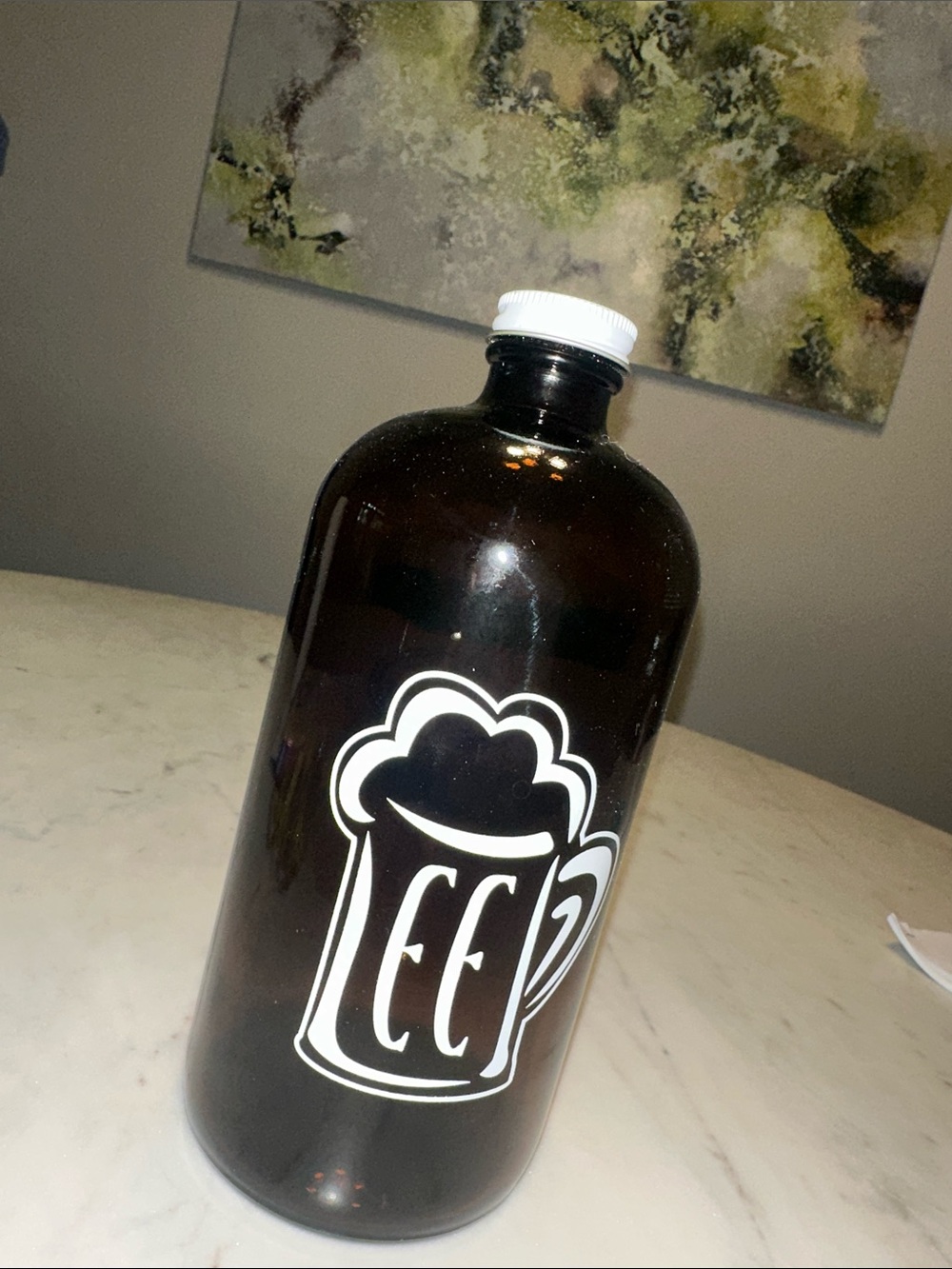 4 son’s brewery Amber Glass Growler with White Beer Mug